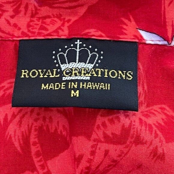 Vintage 90s Mens Royal Creations Hawaiian Floral Tropical Tiki Button Down Sz M - Picture 2 of 10